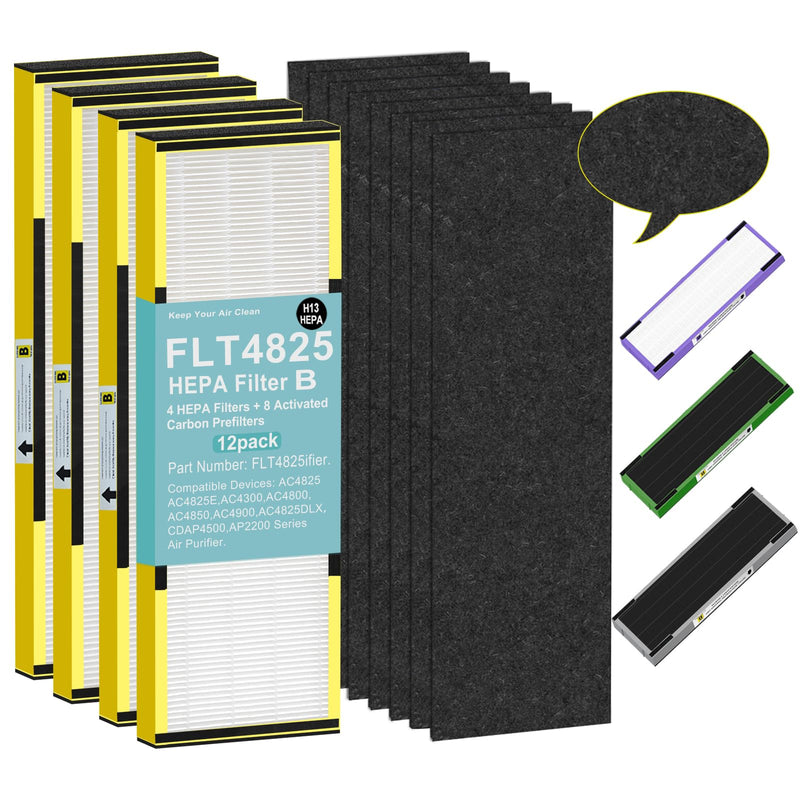 2+8 Pack FLT4825 HEPA Filter B Replacement for Germ Guardian Air Purifier 10