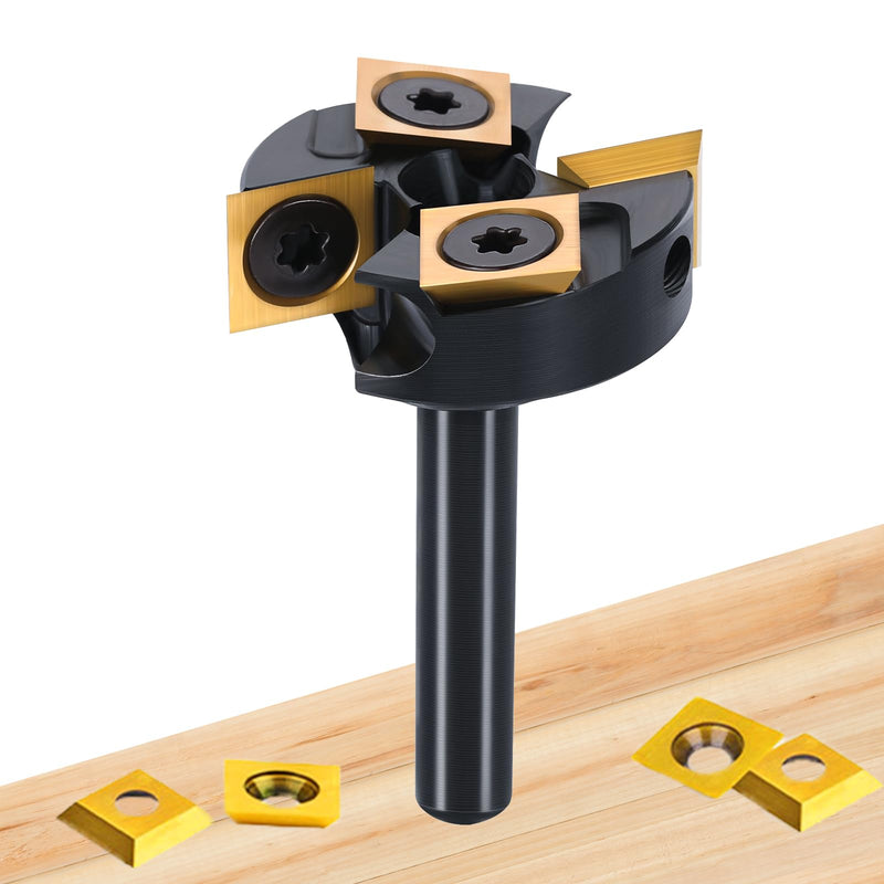 HQMaster Slab Flattening Router Bit 1/4" Shank, 1-1/4" Cutting Dia, ATS Coated 2+2 Flutes Tungsten Carbide CNC Insert Spoilboard Surfacing Router Planer Bit for Softwood, Hardwood, MDF 1/4" Shank x 1-1/4" Cutting Dia.