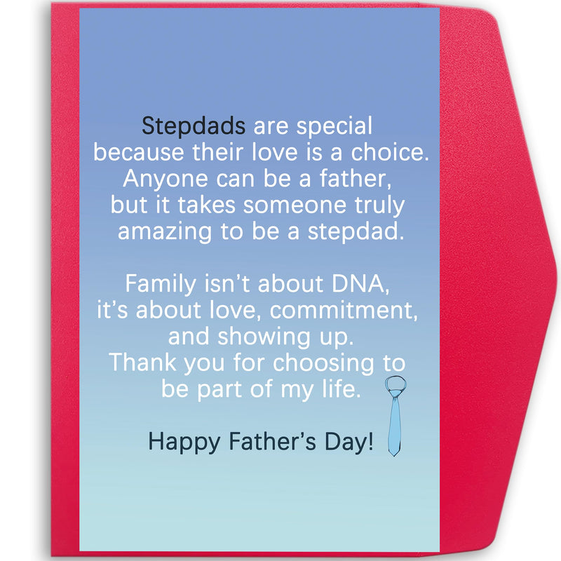 Happy Fathers Day Card for Step Dad, Bonus Dad Father's Day Gifts, Thoughtful Step Fathers Gifts Ideas from Step Daughter Son Kids CD-044