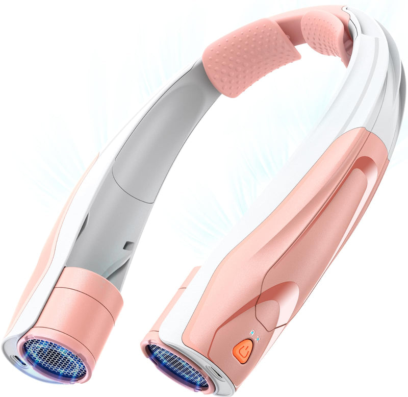 Portable Neck Fan for Girl: No Hair Twisting, Lightweight Personal Fan with 6000mAh Battery Air Volume, 6 Speeds - Rechargeable Wearable Air Conditioner for Girlfriend, Sister (Pink) Pink