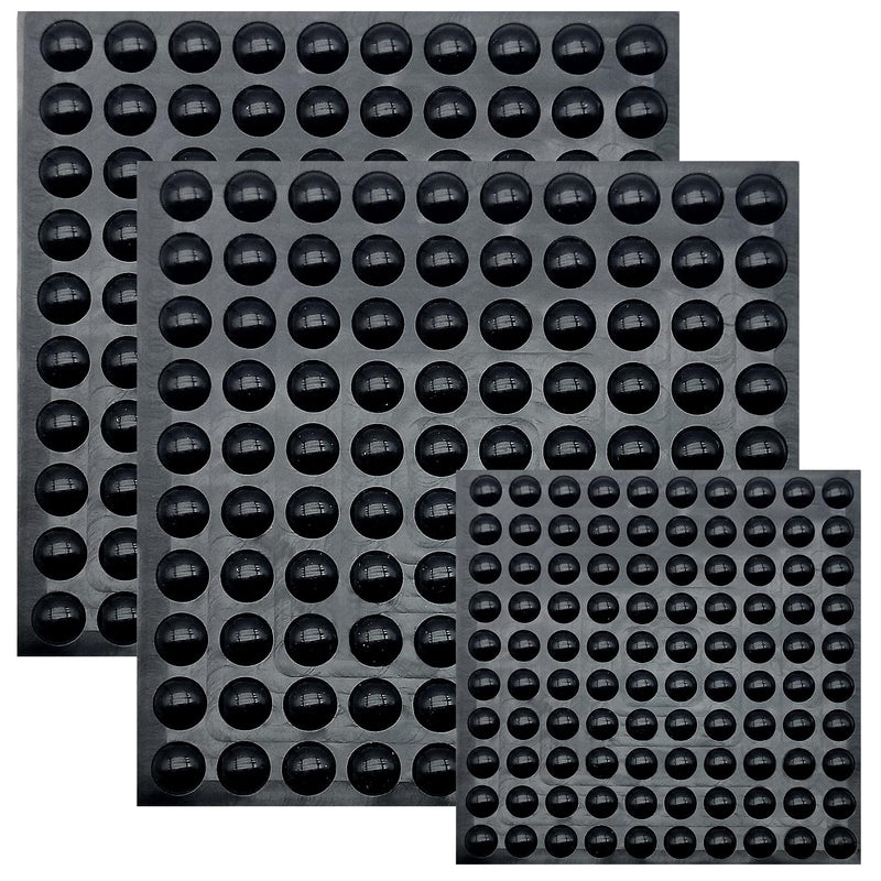 300 Pcs Combo Pack Clear Adhesive Bumper Pads, 3 Sizes Round Self Adhesive Sound Dampening Transparent Rubber Feet Pads for Cabinet Doors Drawers Glass Tops Picture Frames Cutting Boards,Black 3 Sizes-Black