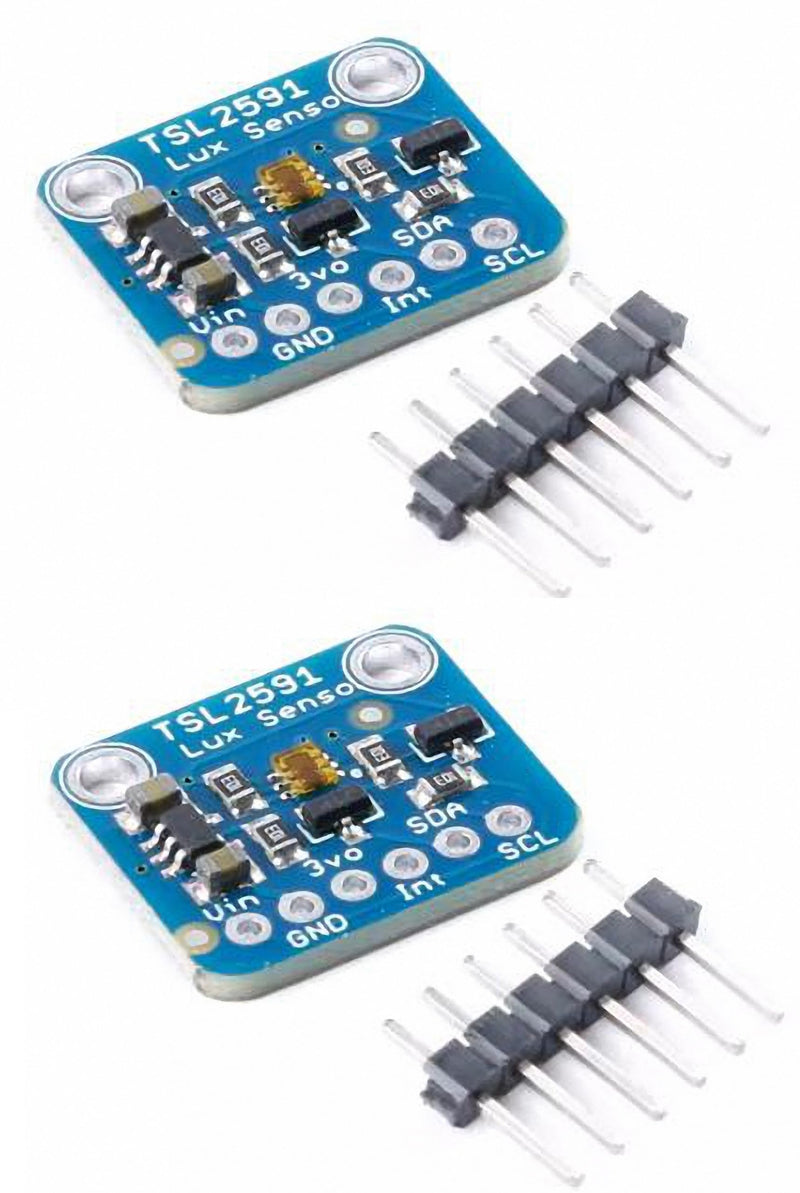 2pcs TSL2591 High Dynamic Range Digital Light Sensor Breakout Module - 600,000,000:1 Ratio, Dual-Spectrum Visible/IR Detection, I2C Interface for QWIIC & Arduino