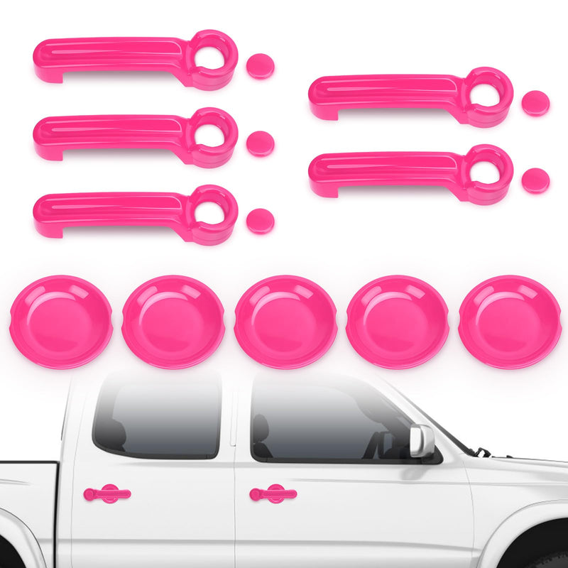 Car Outside Door Handle Set,Tailgate Handle Cover Recess Guard,Exterior Door Handle Set Replacement for Wranglers JK JKU Libertys 2007-2018,15PCs (Pink) Pink