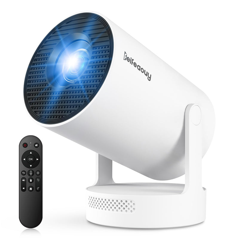 Mini Projector - Electric Focus, 210 ANSI Lumens, Smart Portable Projector for Bedroom & Home Cinema with 4K Support, Auto Keystone, Netflix Certified, Android 11, Voice Control, Air Mouse Remote Electric Focus - HY300Plus