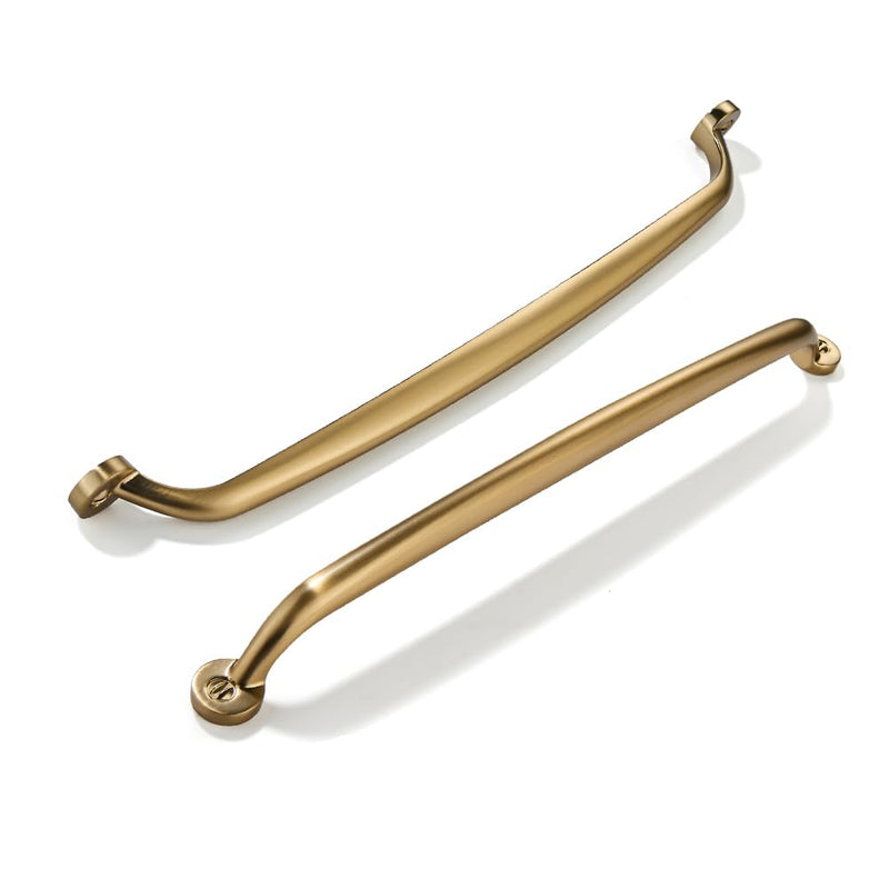2 Pack 12 inch Hole Center Brushed Brass Cabinet Pulls - Heavy Duty Solid Drawer Hardware Kitchen Vanity Bathroom Handles 12"(305mm) Hole Center 2-Pack