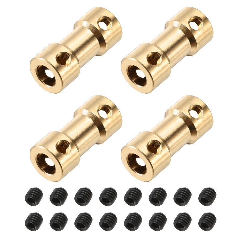 MECCANIXITY 4Pcs 4mm to 5mm Brass Shaft Coupling Joint Connector with Screws Flexible Motor Shaft Coupler for RC Model Car Airplane Motor Wheels Tires Shaft 4