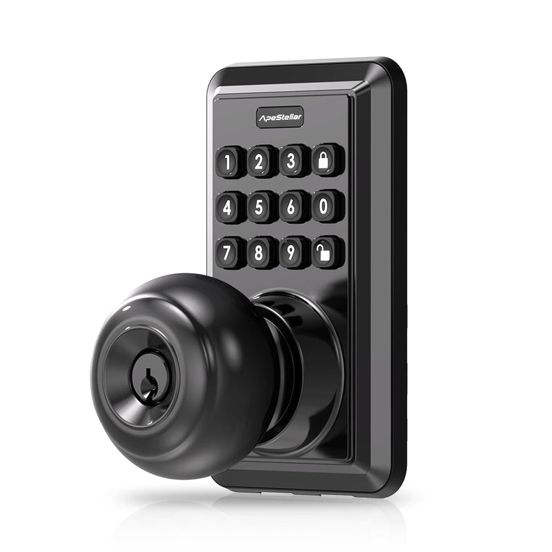 Keyless Entry Door Lock-Keypad Door Lock with Handle-Door Knob with Keypad-Electronic Digital Smart Locks-Auto Lock-Easy Installation-Matte Black Matte Black