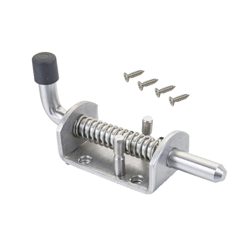 Spring-Loaded Door Latch, 12mm Solid 304 Stainless Steel Heavy-Duty Latch, Safety Bucket Bolt Latch Door Cabinet Hinge (Length: 220mm) Length: 220mm