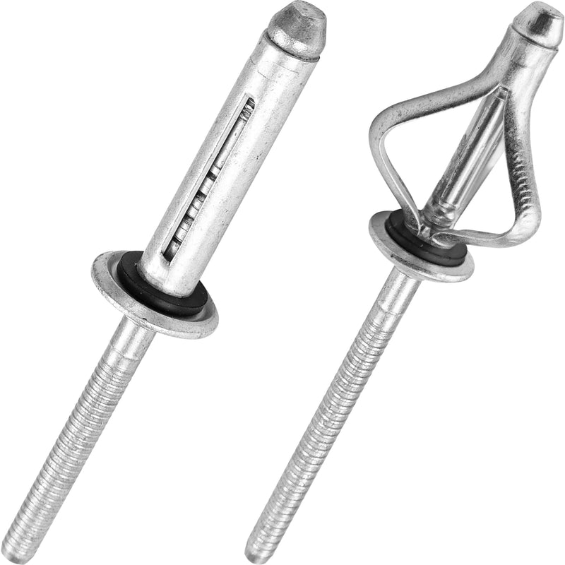 50Pcs Tri-Fold Aluminum Blind Rivets with Sealing Washer O-Ring, Tri Grip Exploding Assortment Bulb Style Pop Rivets for Soft or Plastic Materials (13/64"x1-7/64") 13/64"x1-7/64"