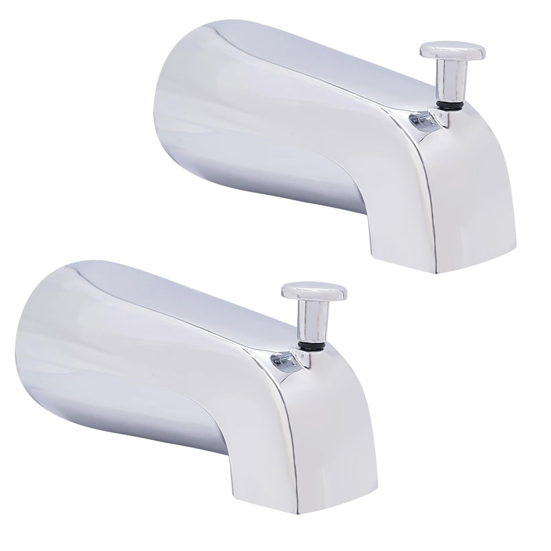 Westbrass E531D-1F-2-26 5-1/4" Reach Wall Mount Tub Spout with Front Diverter, Chrome (2-Pack) Polished Chrome 2 Pack