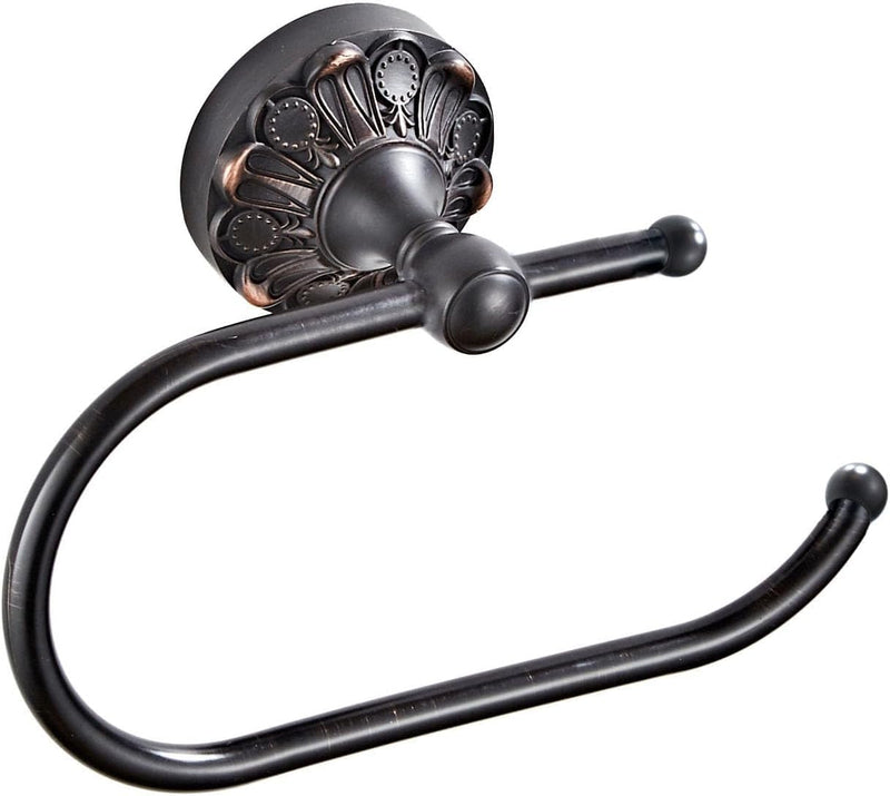 Antique Brass Toilet Roll Holder Brush Bronze Wall Mounted Toilet Roll Holder Open Arm Towel Holder Tissue Roll Holder for Bathroom Kitchen (Oil Matte Black) Oil Matte Black
