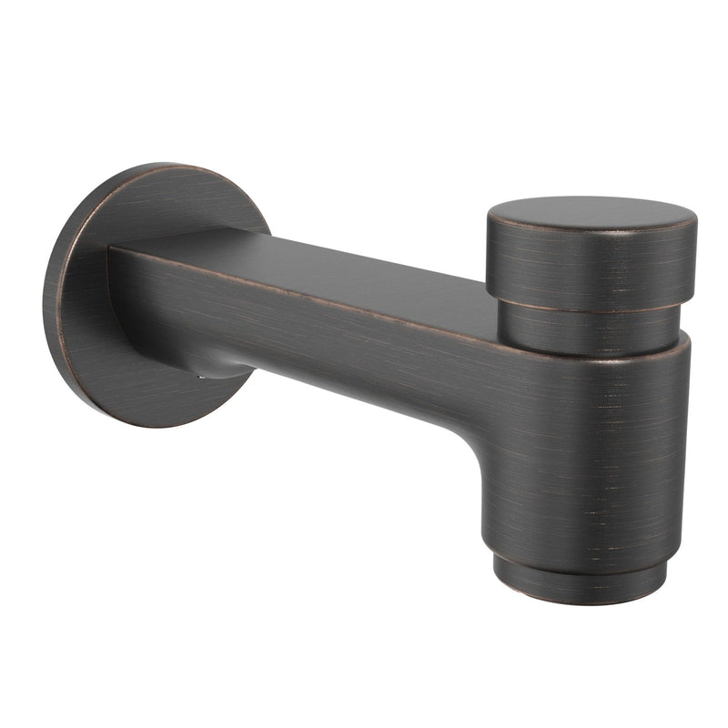 HammerHead Solid Brass Tub Spout with Spring-Loaded Diverter, 6.8" Length, 1/2" FNPT or 3/4" MNPT Thread-On Bath Tub Spout, Heavy-Duty Bathtub Faucet, Oil Rubbed Bronze