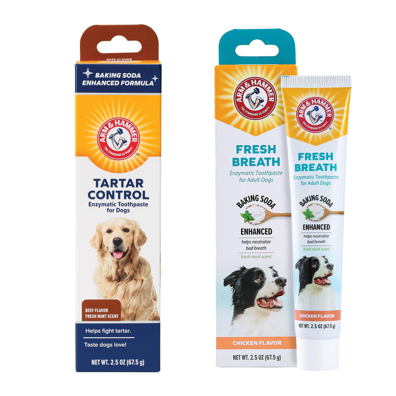 Arm & Hammer Dog Toothpaste Bundle | Tartar Control & Gum Soothing Enzymatic Toothpaste for Dogs and Puppies | Beef & Vanilla Ginger Flavor, 2.5 oz Each