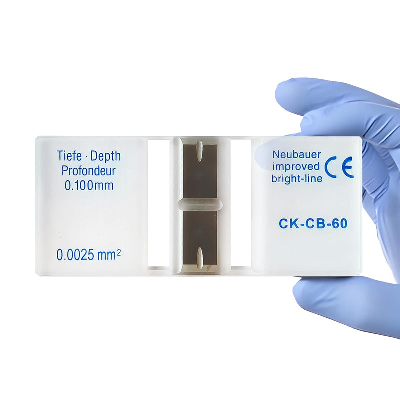 Cell Counting Chamber Hemocytometer Neubauer Improved Blood Counting Chamber with Bright Line and 2 pcs Coverslips (Groove) Groove