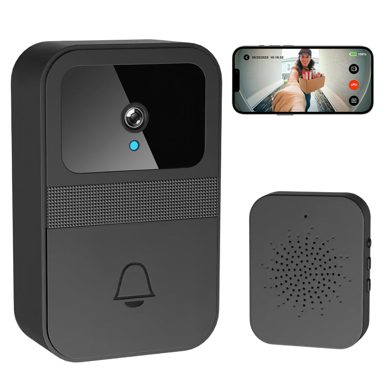 TTJ 1080P Doorbell Camera with Ring Chime,Smart Video Doorbell with Two-Way Talk,Cloud Storage,Instant Alerts,Night Vision,IP55 Waterproof,No Monthly Fee
