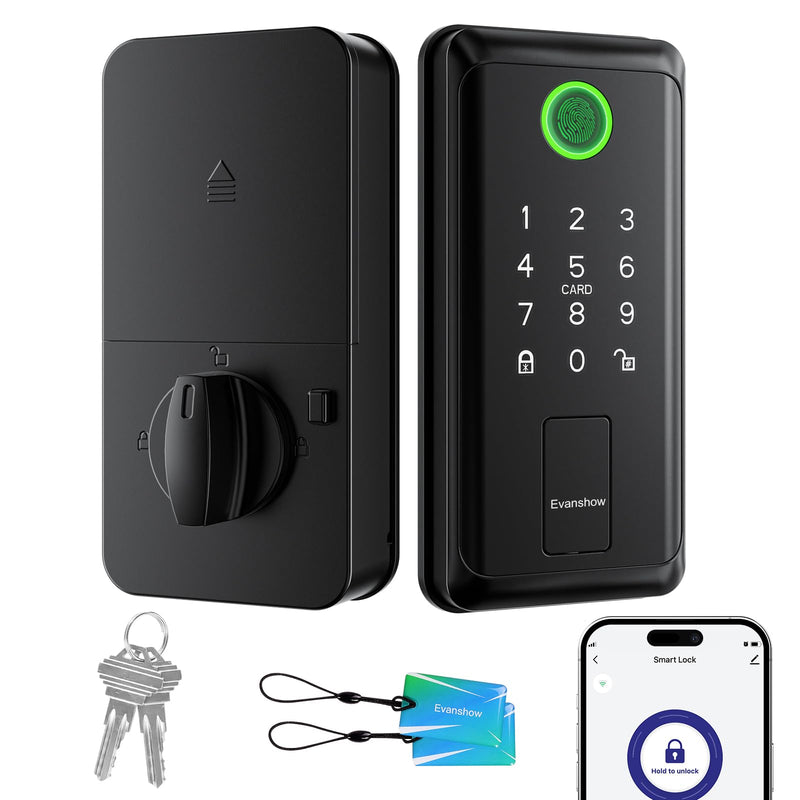 Keyless Entry Door Lock,Smart Keyless Entry Door Lock, Fingerprint Smart Locks for Front Door,Smart Deadbolt Lock, Built-in Wi-Fi APP Control-Passcode Remotely, Easy Installation