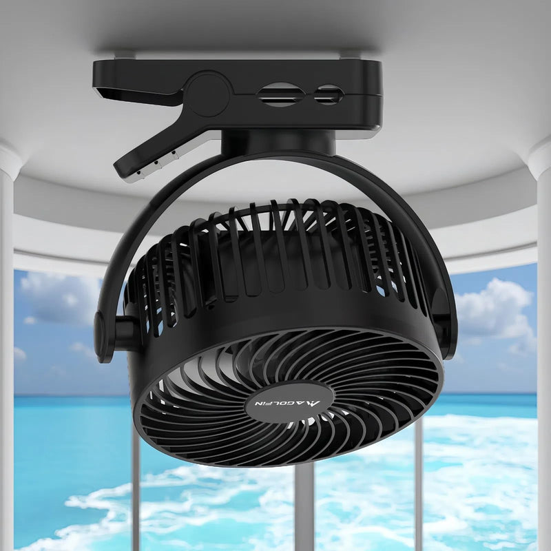 Magnetic Cruise Ship Approved Fan, 12000mAh Battery Operated Clip on Fan with 3 Speeds, LED Lantern, Timer, Magnetically Sticks on Cabin Ceilings and Walls, Cruise Essentials 2026 1-Pack