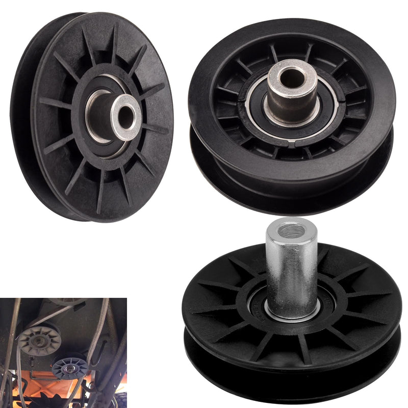 532194326 532407287 V-Groove Idler Pulley and 532194327 Flat Idler Pulley Set Compatible with Husqvarna Craftsman Sna-pper Poulan Jonsered Mower LTH1538 LGT2554 917287220 194326 194327 407287