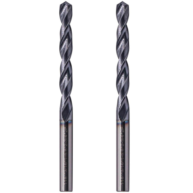 BestParts 2Pcs 2 Flute 3/16" Solid Carbide Jobber Drill Bits - AlTiN Coated | 2 Flute Tungsten Carbide Twist Drill Bits, 118° Point Angle, 3/16" Drill Diameter, 1-5/8" Flute Length, 2-3/4" Overall Length 3/16 in