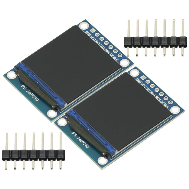 2 Pcs IPS 1.3 Inch 3.3V 7PIN SPI HD Full Color TFT Display Screen ST7789 Drive IC 240 * 240 LCD OLED Display 240x240 for Arduino STM32 C51
