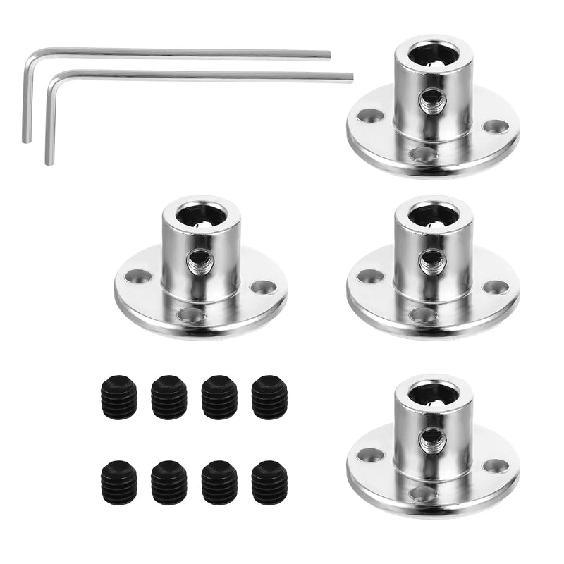 4Pcs 6mm Rigid Flange Coupling Connector, Rigid Flange Shaft Coupling High Hardness Guide Shaft Support Coupler Coupler Accessory with Set Screws and Wrench for DIY RC Model Motors