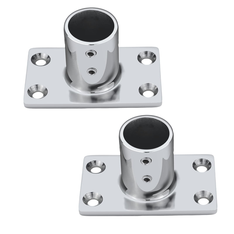 Boat Hand Rail Bases 316 Stainless Steel 90° Rectangular – Marine-Grade Fittings for 7/8" & 1" Tubes – Heavy Duty, with Installation Hardware 1 Inch Square*2 pack