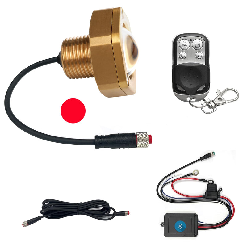 Red Boat Drain Plug Light,IP68 Underwater Boat Lights with APP Remote Control,Replaces Standard 1/2" NPT Drain Plug for Cruising, Fishing & Fun,Smart Cooling System,No Holes to Drill! Red 1PCS NPT