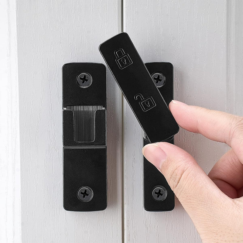 4 Packs Black Barn Door Latches,180 Degree Gate Lock,Flip Gate Latches Hardware,Zinc Alloy Door Lock Latch,Door Security Sliding Door Latch Lock for Cabinets,Bathroom, Barn & Garden Black_180 Degree 4