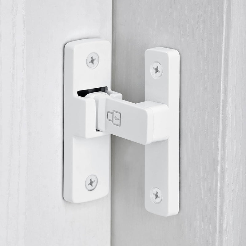 4 Packs White 90 Degree Barn Door Lock ，Premium Zinc Alloy Latch - Flip Gate Latches ，for Cabinets, Bathroom, Barn & Garden Doors - Secure Sliding Door Hardware White_90 Degree 4