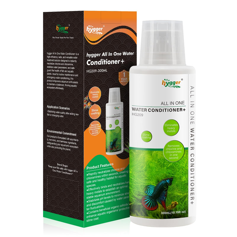 hygger Aquarium Water Conditioner for Freshwater, Neutralizes Chlorine, Chloramines, Heavy Metals, Ammonia & Nitrite, Safe for Fishes and Plants, 300 ML 300ML