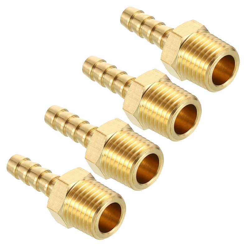 Pack of 1 Brass Hose Barb Fittings 1/4" Hose Barb to 1/4" NPT Male Fittings 1/4" Barb To 1/4" NPT Male