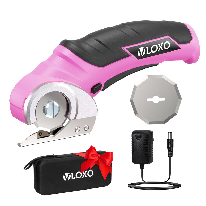 VLOXO Cordless Electric Scissors Electric Box Cutter for Cardboard Pink