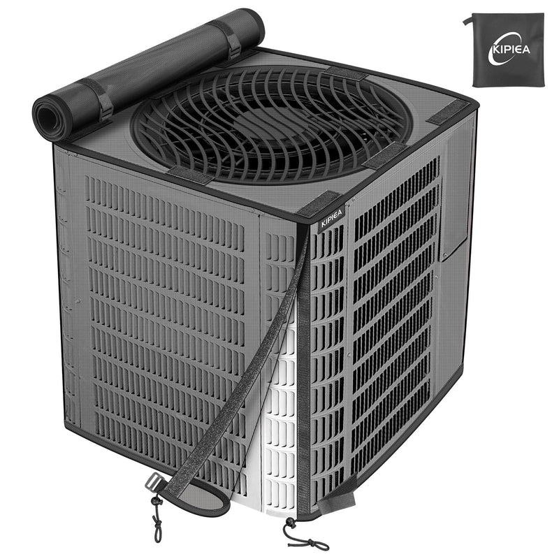 Kipiea 2 in 1 Upgraded Full Mesh Outdoor AC Unit Cover with Detachable 600D Waterproof Top, Air Conditioner Mesh Covers for Outside Units, for All Season (24" W x 24" D x 30" H) 24"W x 24"D x 30"H