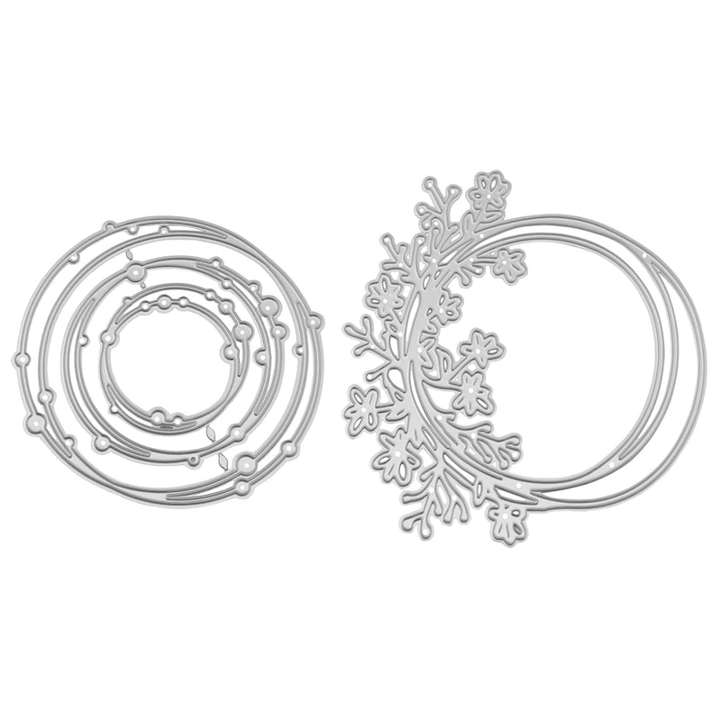 2PCS DIY Wreath Metal Cutting Template Carbon Steel Knife Die Art Embossing Die Etching Cutting Knife Die for Paper Wire Mesh Leather Card Making Photo Decoration Scrapbooking