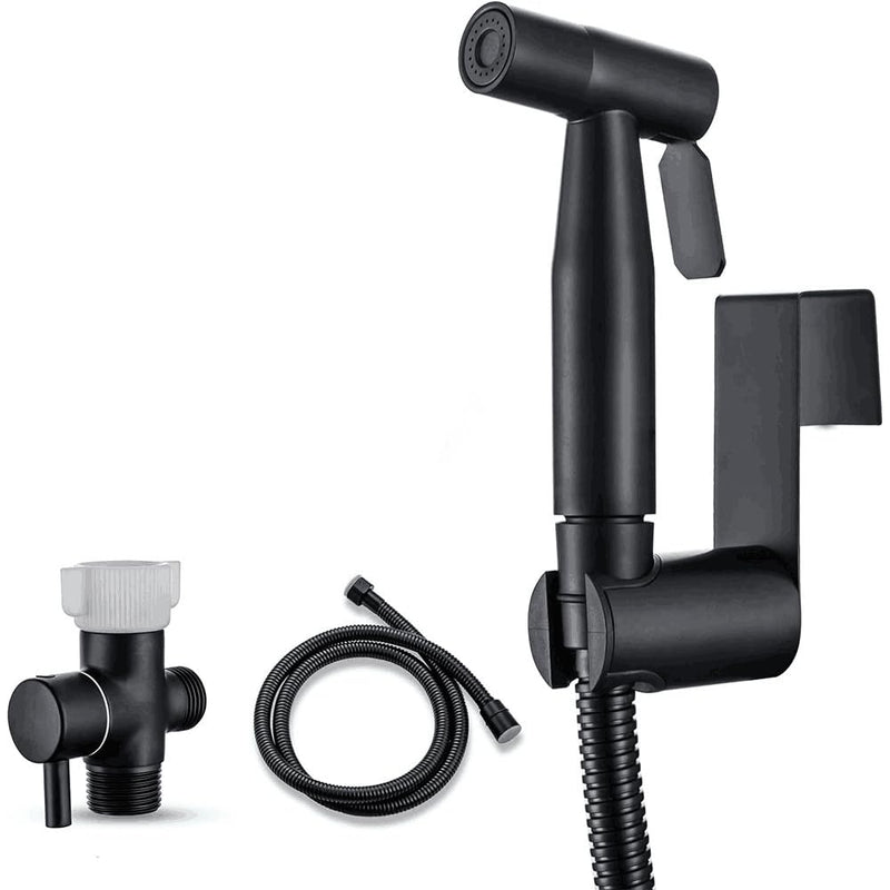 VARMHUS Handheld Bidet Sprayer for Toilet-Adjustable Water Pressure Stainless Steel Sprayer Ki,Bidet Hose Attachment for Feminine wash (Matte Black) Matte Black