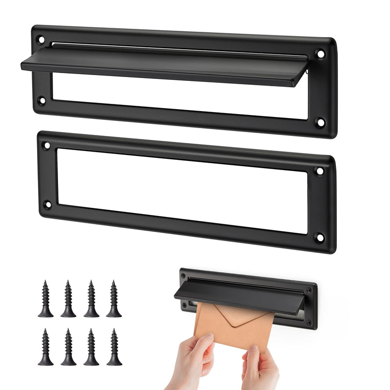 Door Mail Slot 13" Solid Brass Mail Slot for Front Door with Solid Brass Internal Frame, Matte Black