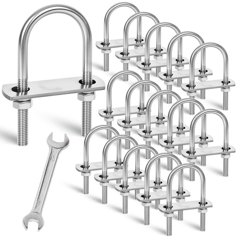 16 Sets M8 U-Bolts,u-Bolts 2" (50mm) Wide,U-Bolts with Nuts M8 x 50mm x 100mm 16