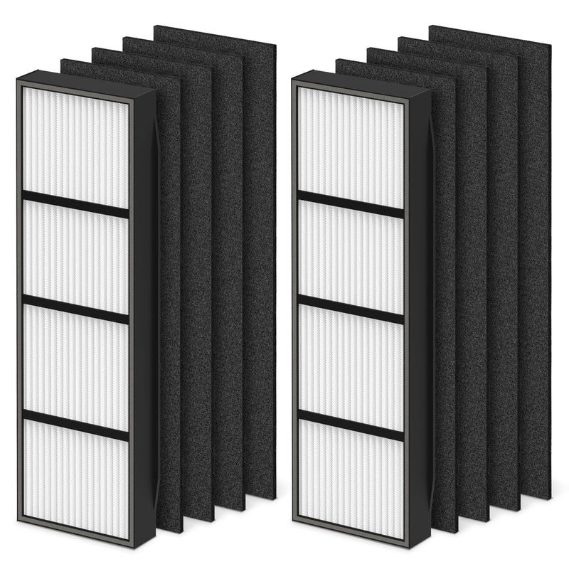 RFT9908 V-HEPA Replacement Filter for Finn OVHT9908 Purifier - Includes 2 HEPA Filters & 8 Carbon Pre-Filters