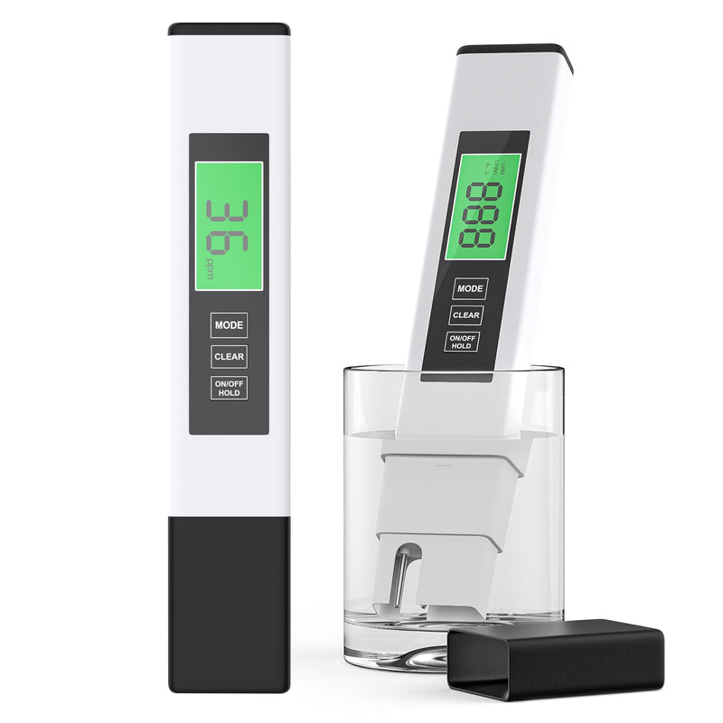 TDS Water Tester, 4 in 1 TDS Meter Digital Water Tester, Accurate and Reliable Digital TDS EC & Temp(°C,°F) Meter, 0-9990PPM Water Quality Tester for Drinking Water RO/DI System Aquarium White 7.1In
