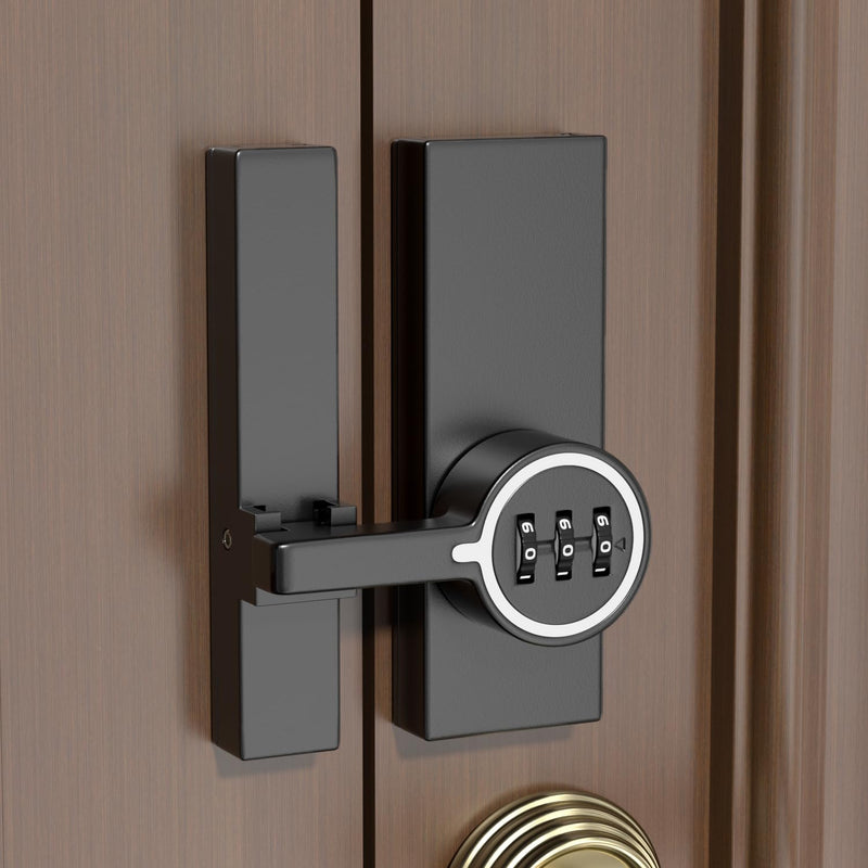 Mechanical Password Lock for Barn Doors, 3-Digit Combination Flip Latch, Keyless Entry to Protect Privacy - Suitable for Windows, Cabinets, Bathroom, and Sliding Doors (2, Black (Luminous)) Black (Luminous) 2