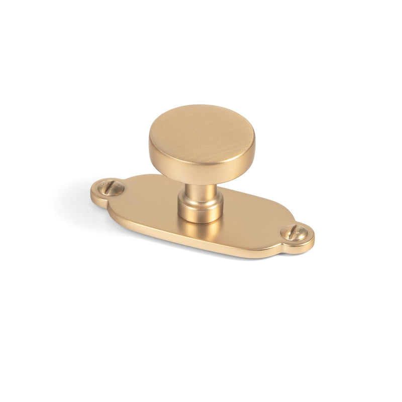 Goo-Ki 6 Pack Cabinet Knobs Champagne Bronze Drawer Knobs with Plate Zinc Alloy Kitchen Hardware - Single Screw Cabinet Pulls Solid Dresser Handles with Spacer