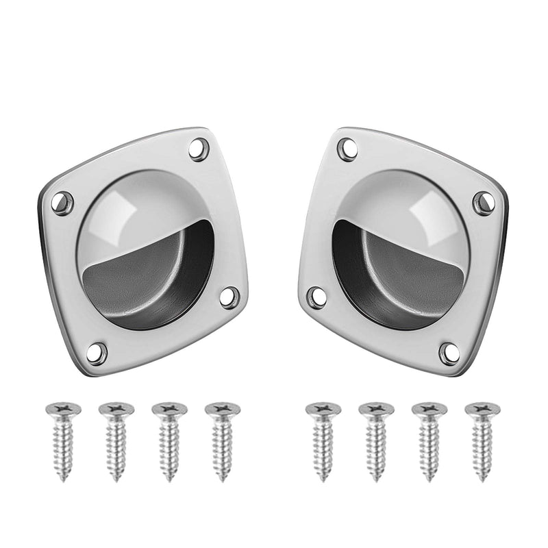 Boat Flush Pull Handle, Recessed Door Handle 316 Stainless Steel Square Boat Hatch Pull Flush, Marine Recessed Sliding Door Handle with Screws, Boat Cabin Accessories