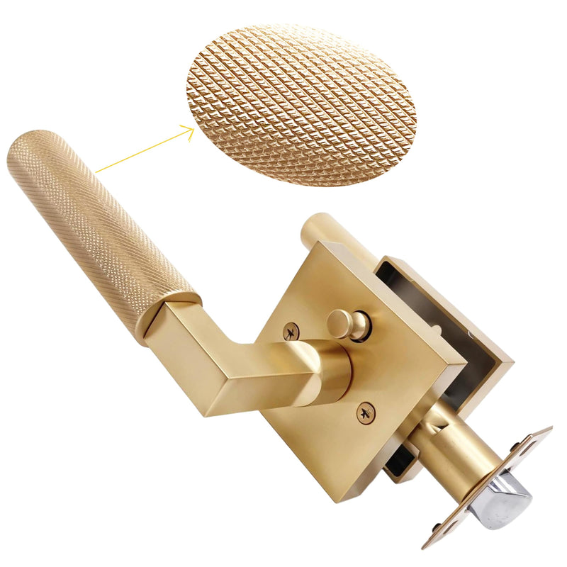 Privacy Matte Gold Door Knob with Lock – Keyless Entry Without Key for Bedroom, Bathroom & Closet, Childproof Safety Lock, Quick Install, Zinc Alloy Door Handles