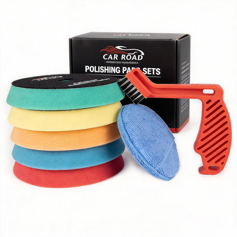 CARROAD 7pc 6.5 Inch Buffing Pads Kit - Heavy Cut to Finishing Foam & Wool Pads for DA/RO Polisher - Removes Scratches, Oxidation & Swirl Marks - 50+ Reusable Cycles 7pc 6.5inch standard