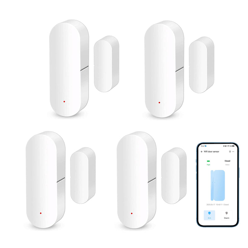 WiFi Smart Door Sensor: Door Open Contact Sensor for Home Security, Wireless Window Sensor, Secure Your Home with Instant Alerts & Smart Automation, Alexa & Google Assistant Compatible (4-Pack) 4-Pack