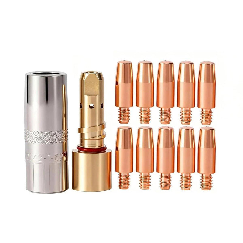 12-PK MIG Welding Gun Kit with .045" Tips - Nozzles - Diffusers Compatible with Lincoln Magnum PRO 250L/300L (KP2744-045, KP2742-1- 62R, KP2746-1) (62R)12PK.045" Kit