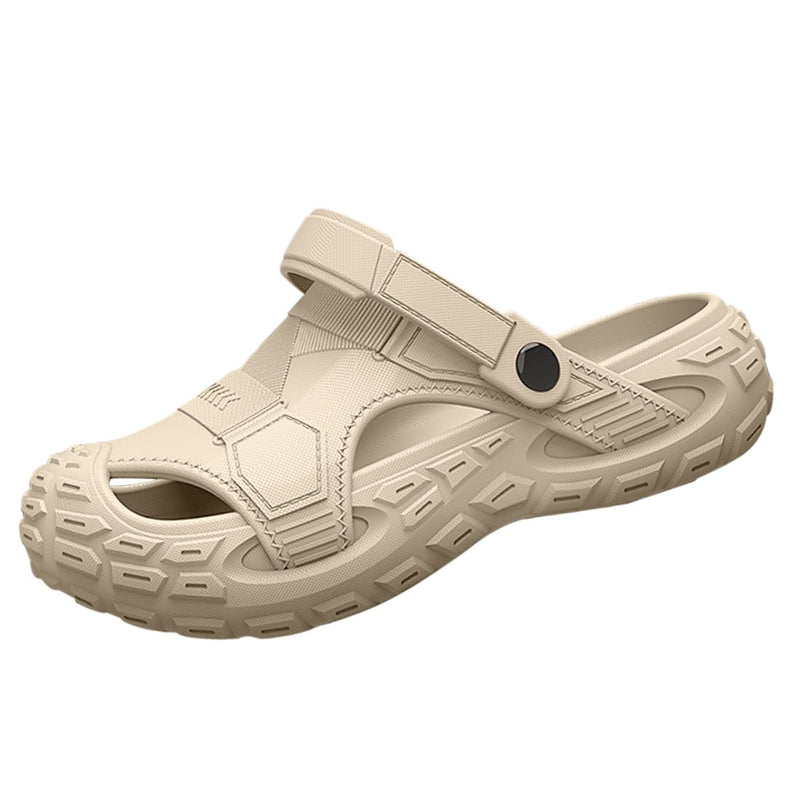 Harssidanzar Clogs Chef Shoes for Men Work Shoes for Garden Beach Sandals Slippers CM201US Khaki 9.5-10