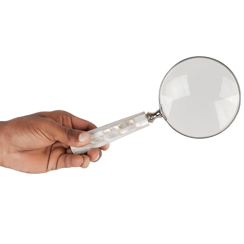 Magnifying Glass with Mother of Pearl Handle, Handheld 10x Magnifying Glass Lens, Antique Magnifier, Reading, Inspection, Coin & Stamp, Astrologer, Low Sight Elderly, Collectible Décor Gift 4" Lens