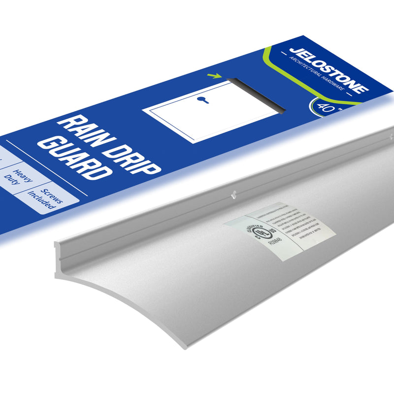 40" L x 2.5" W Commercial Grade Door Rain Drip Guard(Aluminum) - UL Rated Over Door and Window Drip Cap Rain Deflector - Drip Edge Roof Rain Diverter Guards House - JS-346RD, Clear Anodized