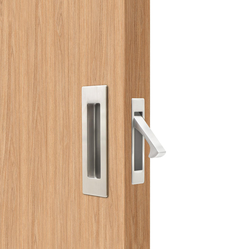 Dontay Sliding Pocket Door Handles, 304 Stainless Steel Non Locking Pocket Door Hardware, Recessed Flush Finger Pulls, Heavy Duty Edge Pull (2 Set, Satin Nickel, 4.72 Inch) 2 Set